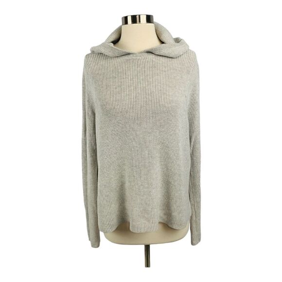 Athleta | Rest Day Hoodie Sweater Dove Grey Knit Pima Cotton Silk Blend | S - Picture 6 of 10
